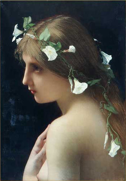 Nymph with morning glory flowers